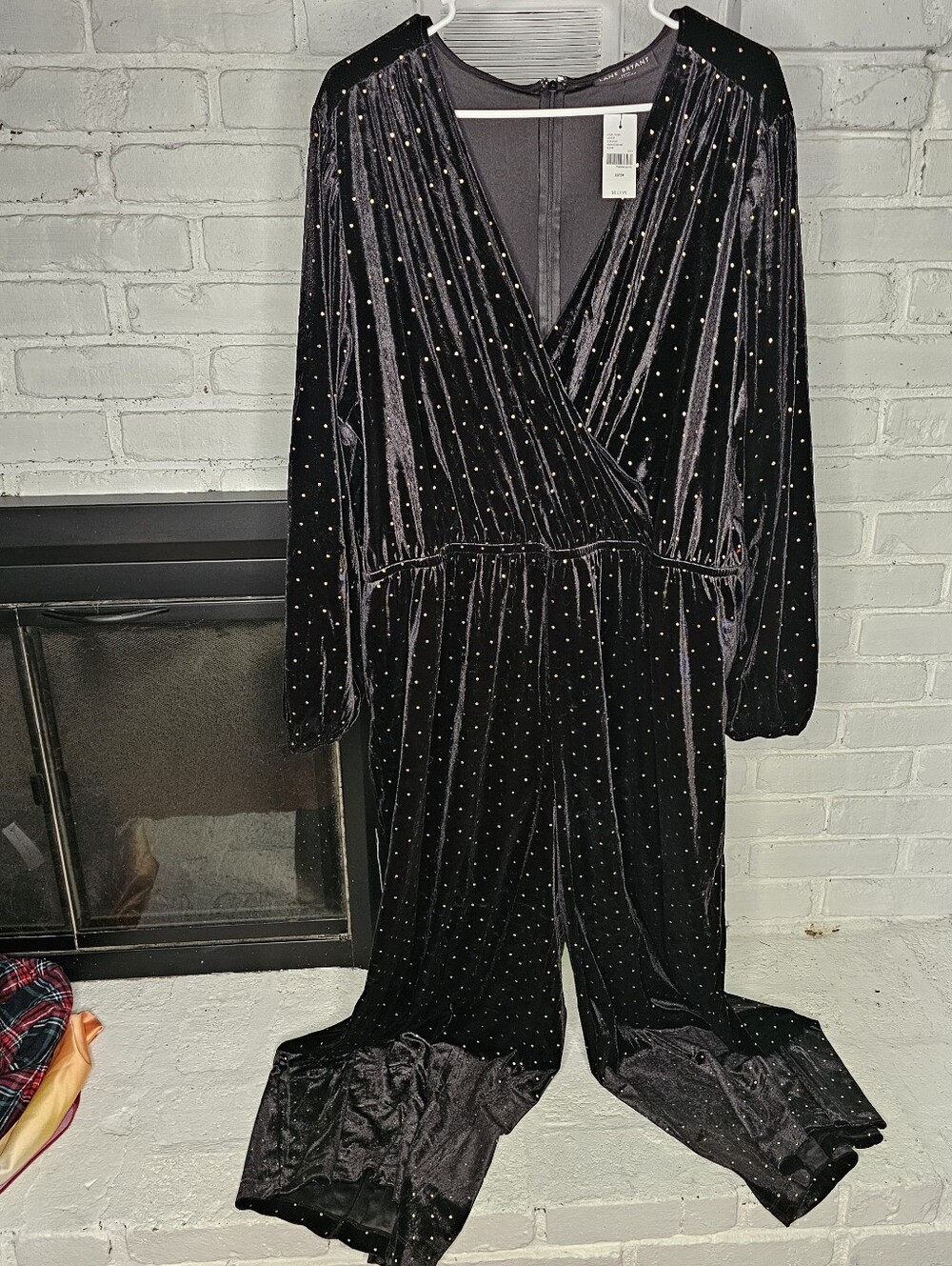 22/24 Lane Bryant Black Velvet Rhinestone Jumpsuit